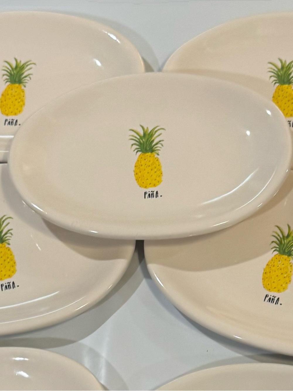 5 Rae Dunn oval “Pina” plates 8”x5.5”